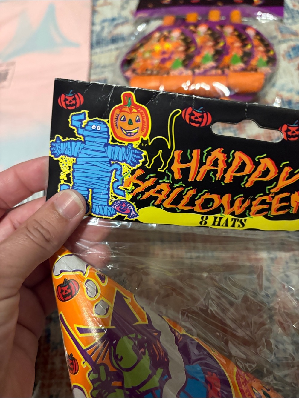 Vintage 90s Deadstock MTC Halloween Party Packs inc. Blowers and Hats NEW - Picture 8 of 8